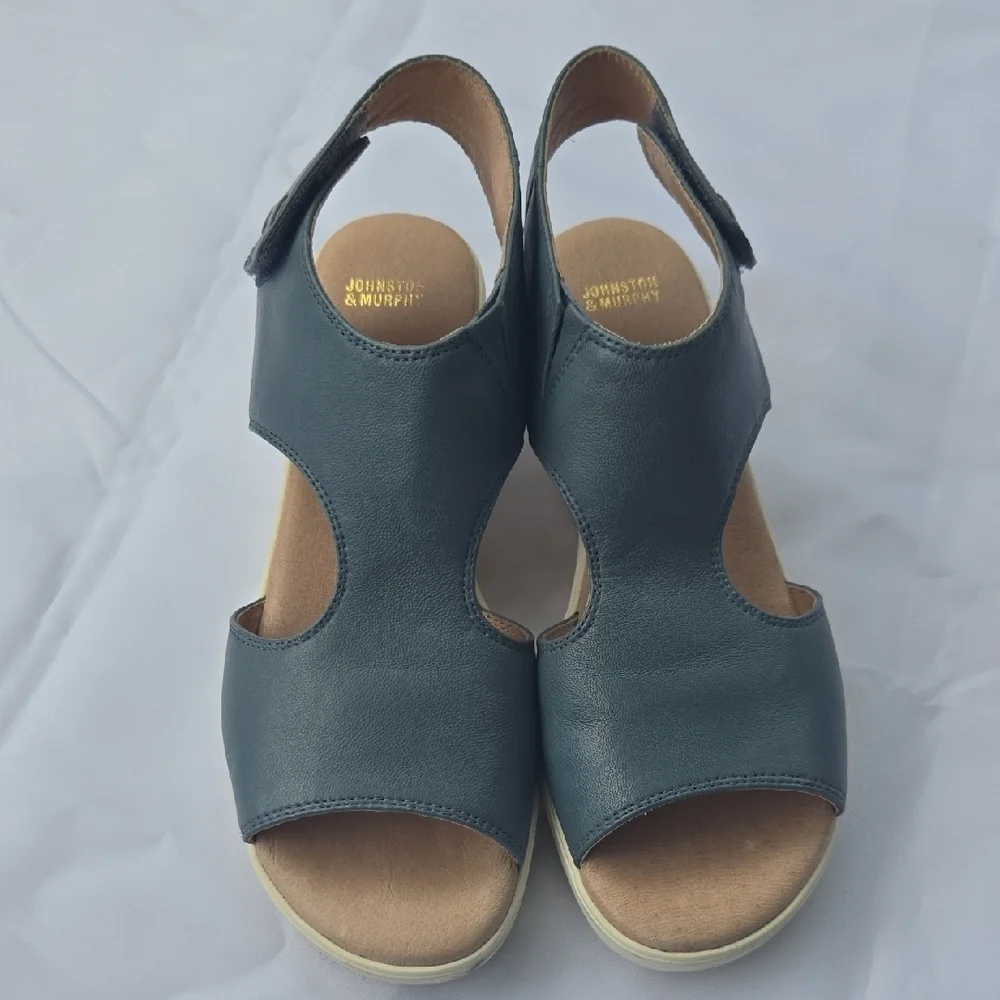 Johnston & Murphy  Blue Wedge Sandals